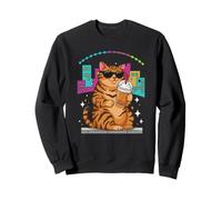 Funny Caffeine Lover Cat Sipping Cold Brew In The City Sweatshirt
