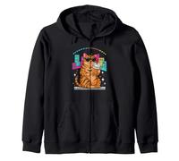 Funny Caffeine Lover Cat Sipping Cold Brew In The City Zip Hoodie