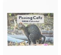 Funny Calendar 2026 Cat Pooping - Month to View A3 When Open - UK Hanging Planner with Naughty Cat Photos - Humorous Gift for Family or Secret Santa