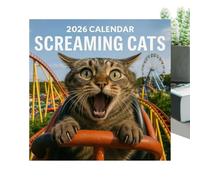 Funny Calendar 2026 - Screaming Cat Monthly Planner | Creative Organizer of 12 with Fun Kitten Art for Photography Studio Anime Fans Holiday Gift Ideas Office