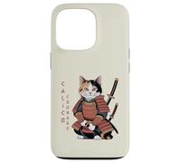 Funny Calico Courage Cute Samurai Ninja Cat Case for iPhone 13 Pro