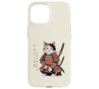 Funny Calico Courage Cute Samurai Ninja Cat Case for iPhone 15