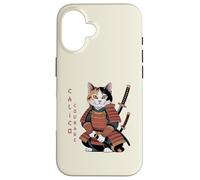 Funny Calico Courage Cute Samurai Ninja Cat Case for iPhone 16