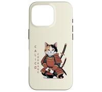 Funny Calico Courage Cute Samurai Ninja Cat Case for iPhone 16 Pro