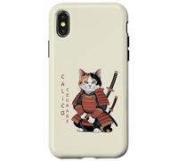 Funny Calico Courage Cute Samurai Ninja Cat Case for iPhone X/XS
