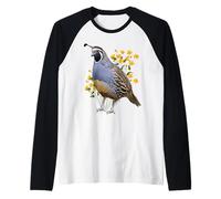 Funny California Quail Vintage Bird Lover Graphics Raglan Baseball Tee