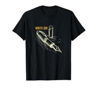 Funny Caligraphy Pun Write On Fountain Pens Value Graphic T-Shirt, Men, Black, L