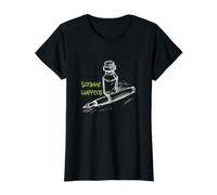 Funny Caligraphy Scribble Happens Fountain Pens Value Graphic T-Shirt, Women, Black, S