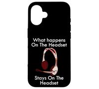 Funny Call Center Quote What Happens On the Gamer Headset Case for iPhone 16