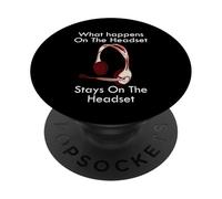Funny Call Center Quote What Happens On the Gamer Headset PopSockets Adhesive PopGrip
