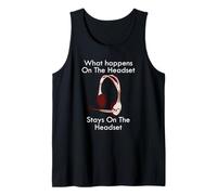 Funny Call Center Quote What Happens On The Gamer Headset Tank Top