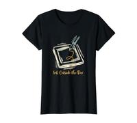 Funny Calligraphy Pun Ink Outside the Box Value Graphic T-Shirt, Women, Black, S