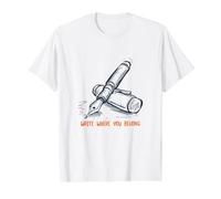 Funny Calligraphy Pun Write Where You Belong Value Graphic T-Shirt, Men, White, L
