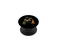 Funny Campfire Dog Black Pug Roasting Marshmallows Camping PopSockets Adhesive PopGrip