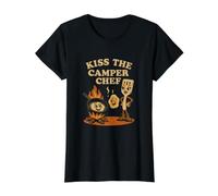 Funny Camping Cooking Art Camper Chef Value Graphic T-Shirt, Women, Black, M