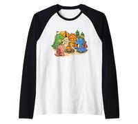 Funny Camping Dinosaurs Raglan Baseball Tee