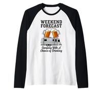 Funny Camping Drinking Weekend Forecast RV Raglan Baseball Tee