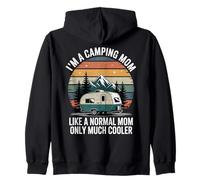 Funny Camping Mom Cooler Than Normal Retro Sunset Zip Hoodie