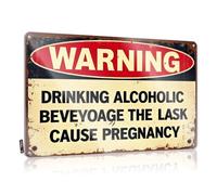Funny Camping Signs Warning: Drinking Alcohol Causes Pregnancy. Tin Sign Funny House Decor Tin Sign Metal(30X40CM)