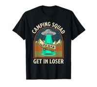 Funny Camping Squad Get in Loser UFO Alien Abduction Meme T-Shirt