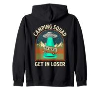 Funny Camping Squad Get In Loser UFO Alien Abduction Meme Zip Hoodie