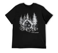 Funny Camping T-Shirt for Men and Women - I Hate People But Love The Outdoors Graphic Tee for Campers and Nature Lovers Black-Style L
