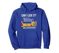 Funny Can I Lick it? 100 days of School Periodic Table Pullover Hoodie, Adult Unisex, Royal Blue, X-Large
