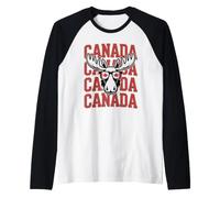 Funny Canada Day Moose Family Pride Mom Dad Roots Maple Leaf Raglan Baseball Tee