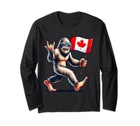 Funny Canadian BigFoot, Rock'N Roll Canada Day, Maple Flag Long Sleeve T-Shirt