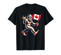Funny Canadian BigFoot, Rock'N Roll Canada Day, Maple Flag T-Shirt
