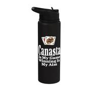 Funny Canasta is My Game Winning is My Aim Card Game Player Stainless Steel Insulated Water Bottle
