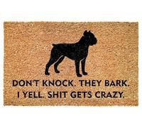 Funny Cane Corso Entrance Doormat - Don't Knock They Bark I Yell Gets Crazy - Bold Quote for Porch - Patio - Indoor Decor - Durable Non Slip Floor Mat - Pet Owners - Everyday Use