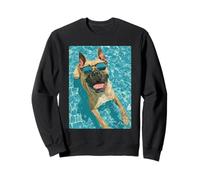 Funny Cane Corso in Sunglasses Cool Dog Swimming Summer Vibe Sweatshirt