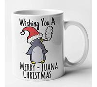 Funny Cannabis/Weed Christmas Mug - Wishing You A Merry - Juana - Christmas (White)