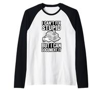 Funny Cant Fix Stupid Document It Paralegal Clerk Raglan Baseball Tee