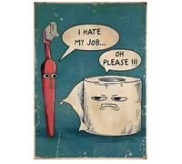 Funny Canvas Painting I Hate My Job Oh Please Funny Toilet Retro Sign Bathroom Wall Art Home Bathroom Toilet Decor 50x70cm No Frame