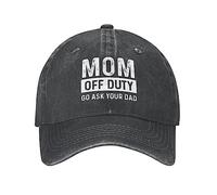 Funny Cap Mom Off Duty Go Ask Your Dad Cap for Men Dad Hat Trendy Hat Black