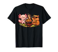 Funny Capybara Axolotl Camping BBQ Cute Summer Vibes Food T-Shirt