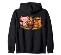 Funny Capybara Axolotl Camping BBQ Cute Summer Vibes Food Zip Hoodie