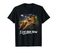 Funny Capybara Ballfield Baseball Field I Live Here Now T-Shirt