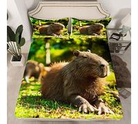 Funny Capybara Bed Sheets Single for Kids Teens Adults,Cute Capybara Relaxing in the Grass Fitted Sheet Funny Mouse Animal Bedding Set for Boys Girls,3D Capybara Printed 2 Piece Bedding Decor Set