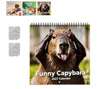 Funny Capybara Calendar 2027, 12 Month Thick Coated Paper Planner (A#) | Funny Wall Calendar 2027 with Hilarious Capybara Photos, Coil Bound Design, 21x42cm for Home Office Bedroom Décor