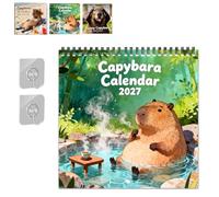 Funny Capybara Calendar 2027, 12 Month Thick Coated Paper Planner (B#) | Funny Wall Calendar 2027 with Hilarious Capybara Photos, Coil Bound Design, 21x42cm for Home Office Bedroom Décor