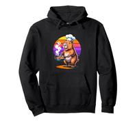 Funny Capybara Chef Cooking Retro Sunset Pullover Hoodie