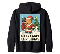 Funny Capybara Christmas- A Very Capy Christmas Santa Zip Hoodie