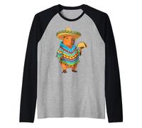 Funny Capybara Cinco De Mayo Fiesta Sombrero Taco Mexican Raglan Baseball Tee