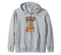 Funny Capybara Dont Worry Be Capy for Kids Zip Hoodie