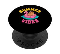 Funny Capybara Flamingo Float Summer Vibes Relaxing PopSockets Adhesive PopGrip