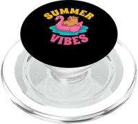 Funny Capybara Flamingo Float Summer Vibes Relaxing PopSockets PopGrip for MagSafe