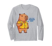 Funny Capybara Hawaiian Aloha Tropical Summer Vacation Vibe Long Sleeve T-Shirt
